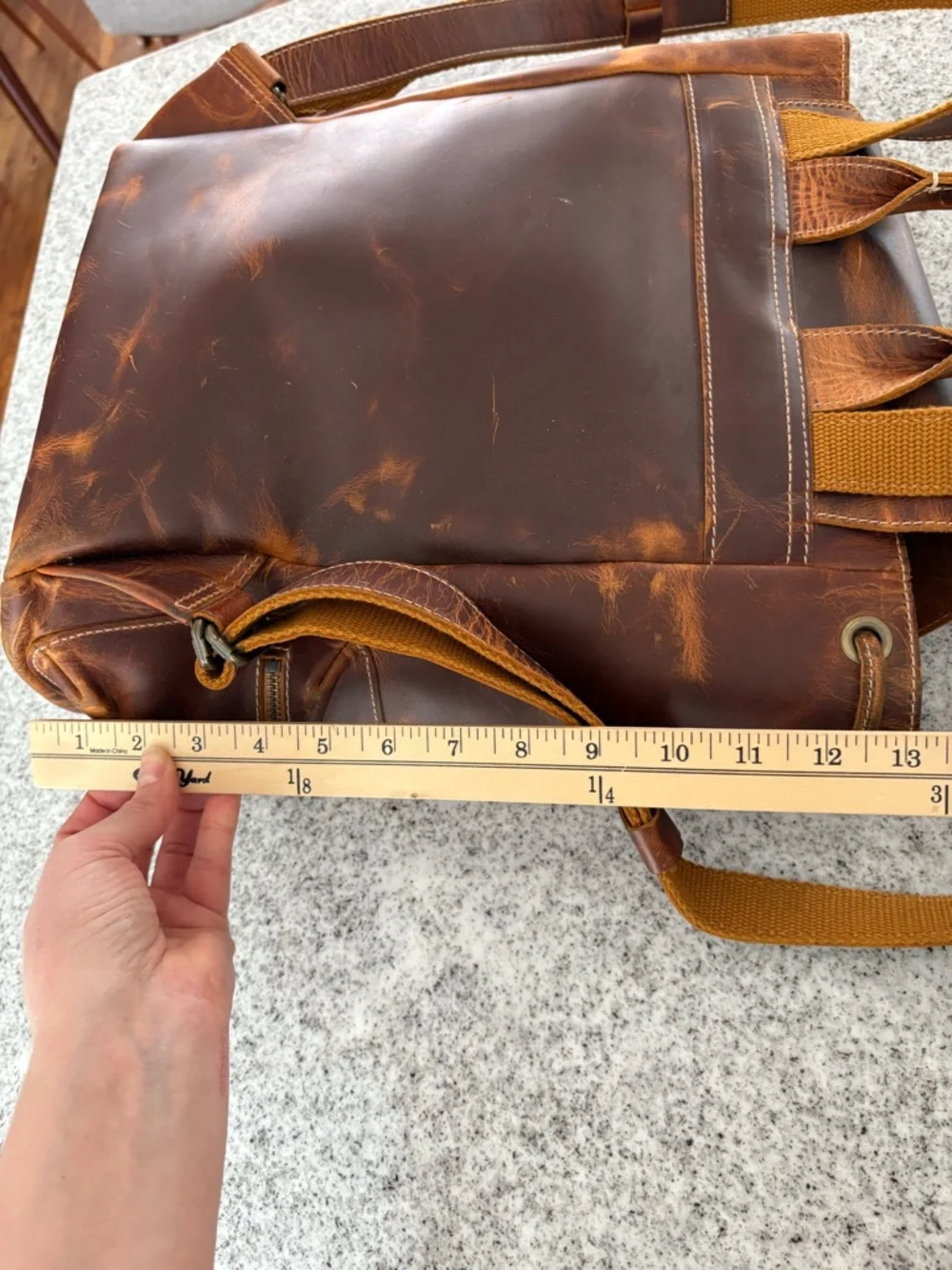 Mega Gear Valley backpack cowhide leather laptop bag handcrafted distressed